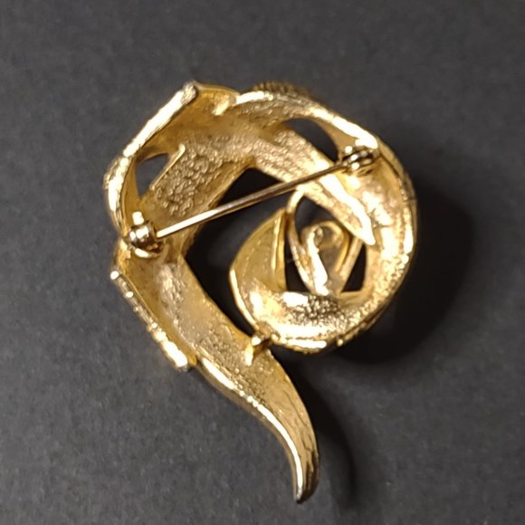 Gold Tone Asymmetrical Brooch With Purple Stone - Picture 14 of 14